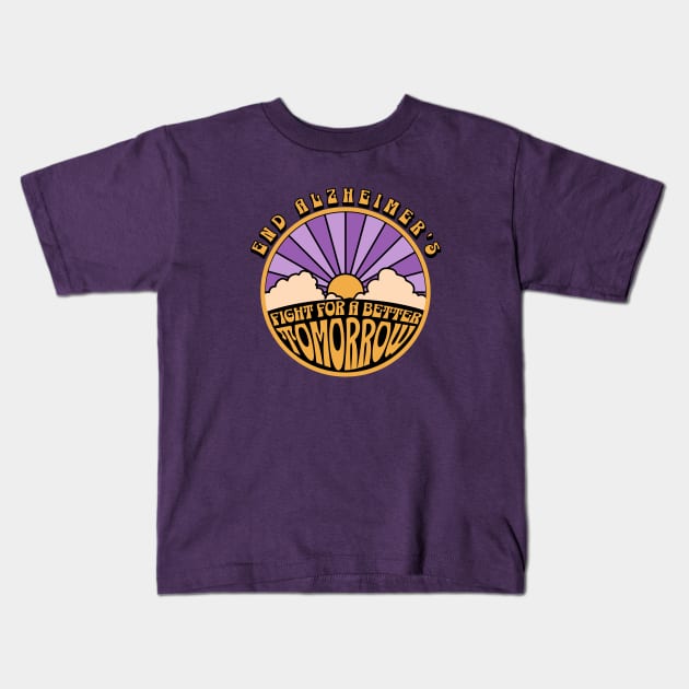 End Alzheimers Fight for a better tomorrow Alz Awareness Kids T-Shirt by graphicbombdesigns